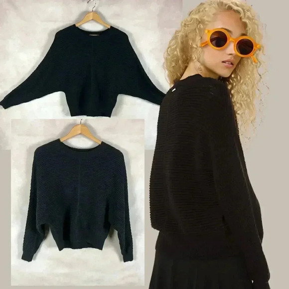 Michael MICHAEL KORS Black Ribbed Dolman Sleeve Sweater Size XS - Picture 1 of 9